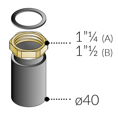 Codolo Dritto con Ghiera in Ottone per Innesto in PEHD Saldabile