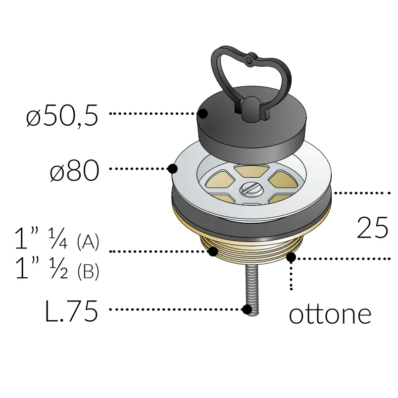 Piletta in Ottone Gattinara con Tappo (1"1/4)