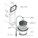 Piletta per Lavello in PP Con Troppo Pieno con Tappo e Catena Foro Ø70