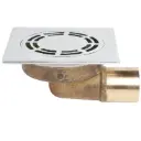 Piletta Sifonata a Pavimento in Ottone con Griglia in Ottone Cromato Uscita Laterale