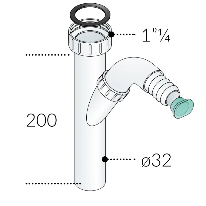 Tubo Sifone c/Attacco Lavatrice 