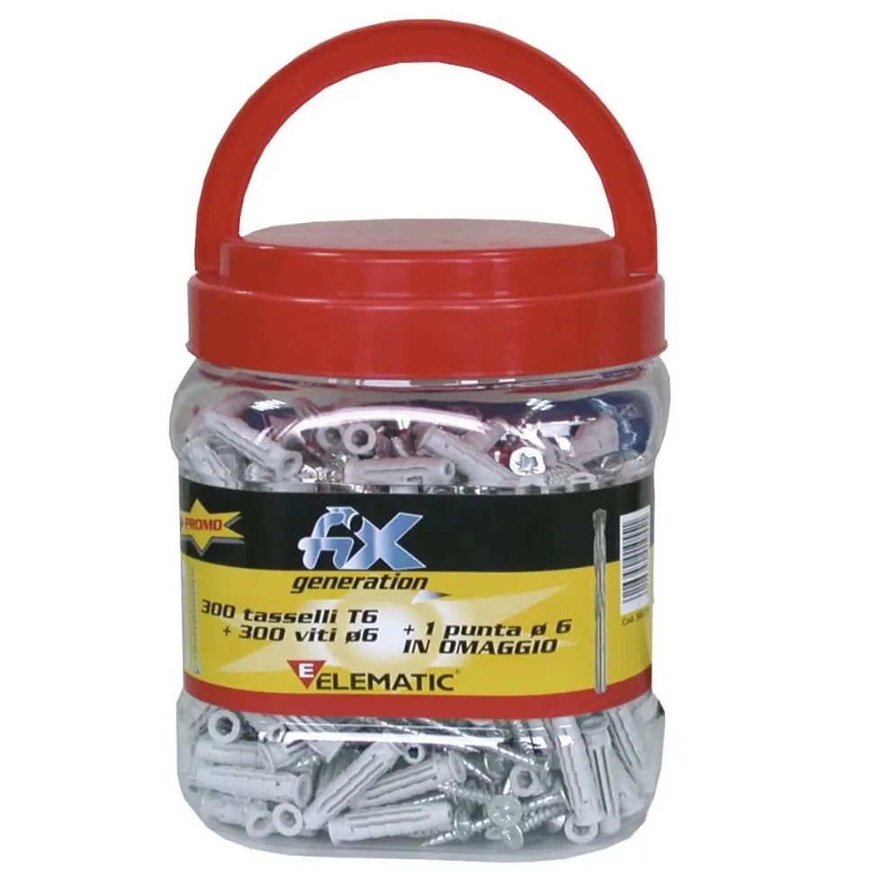 Tasselli e Viti in Barattolo (Pz.300 Tasselli Ø6x30 con Viti)