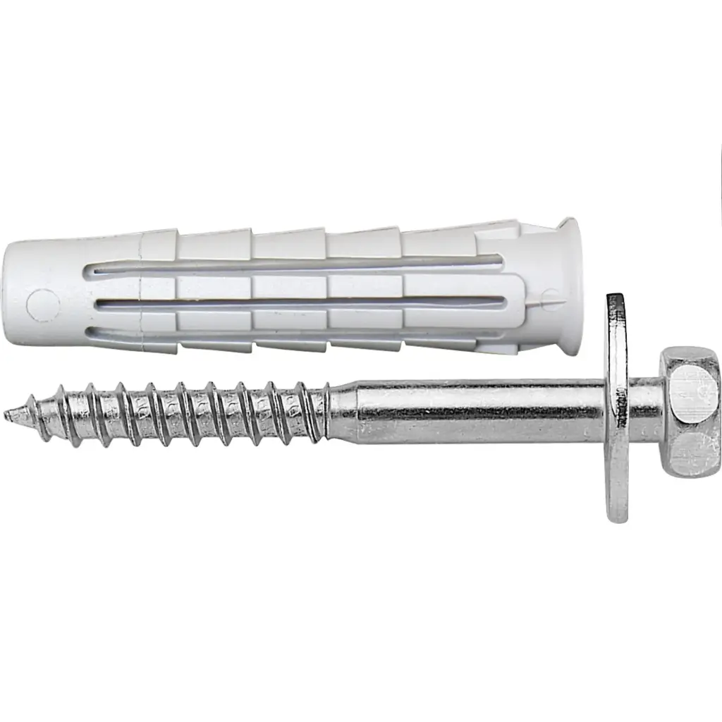 Tassello in Nylon con Vite Testa Esagonale in Acciaio Zincata - Elematic Serie T6/VTE R (Ø10 x 50mm)