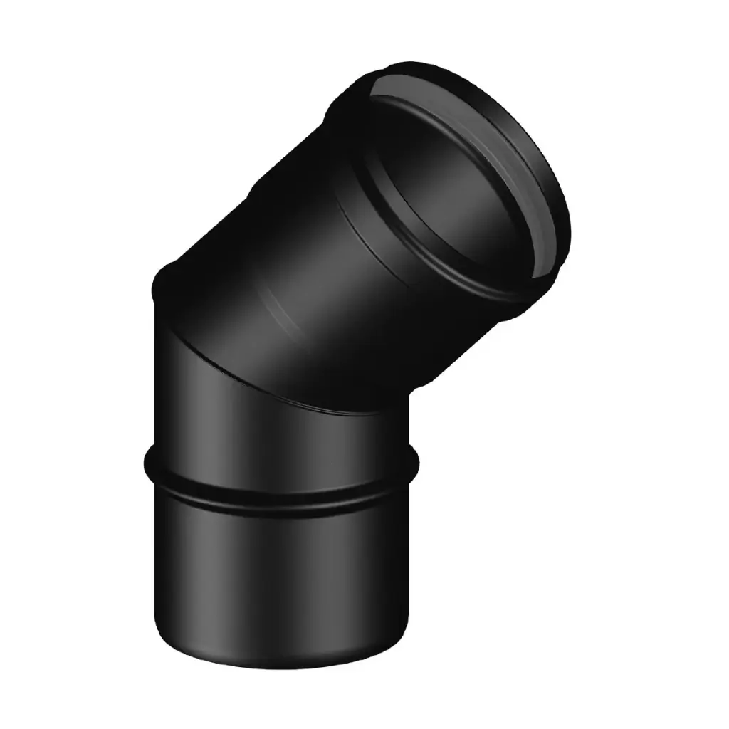 Curva Ø80 a 45° Monoparete in Acciaio al Carbonio Smaltato Nero Opaco per Stufe a Pellet