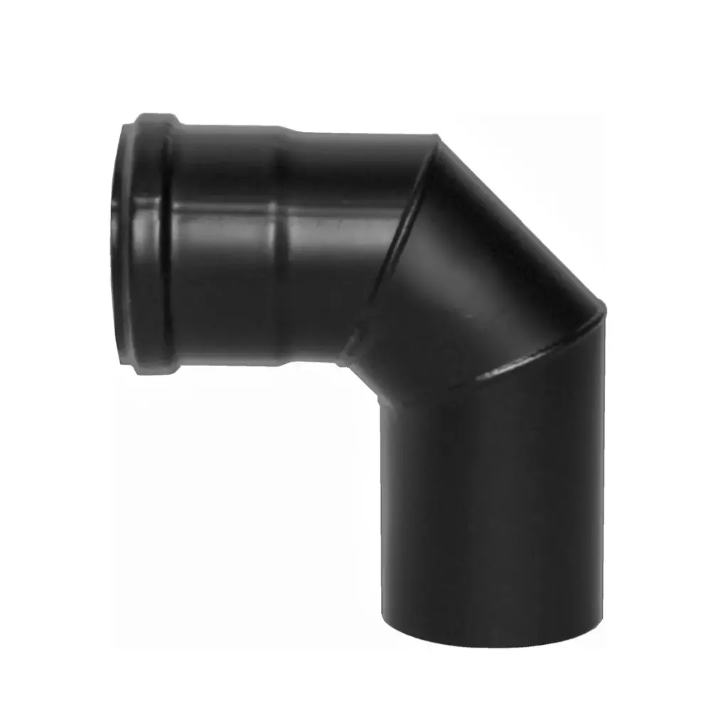 Curva Ø80 a 90° Monoparete in Acciaio al Carbonio Smaltato Nero Opaco per Stufe a Pellet