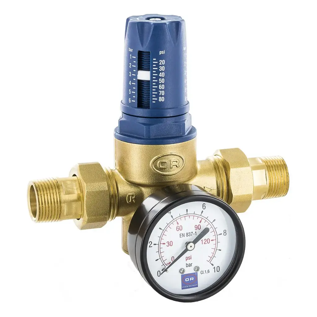 Riduttore di Pressione Bocchettonato a Membrana Twist PN25 OR Completo di Manometro con Attacco Posteriore