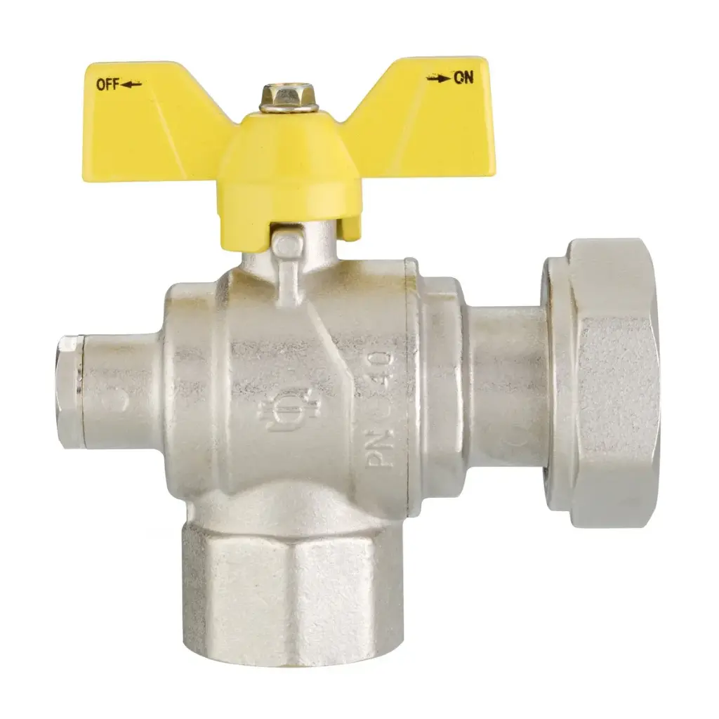 Valvola a Sfera FF a Squadra con Dado Girevole con Presa Pressione per Gas