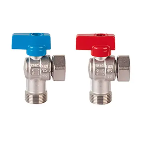 Valvola a Sfera a Squadra con Girello e Attacco Eurocono Leva Blu o Rossa (Blu)