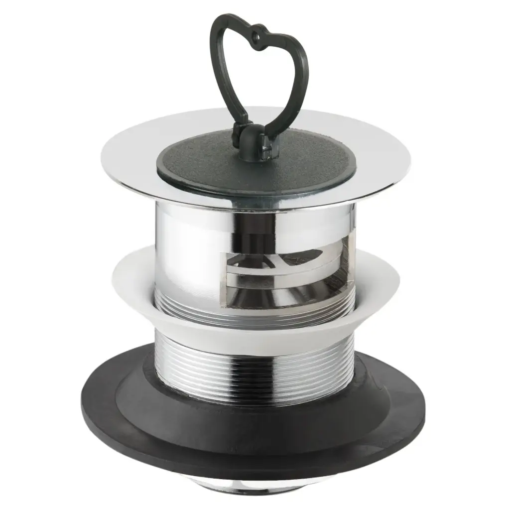 Piletta Sifonata con Troppo Pieno in Ottone Cromato con Tappo