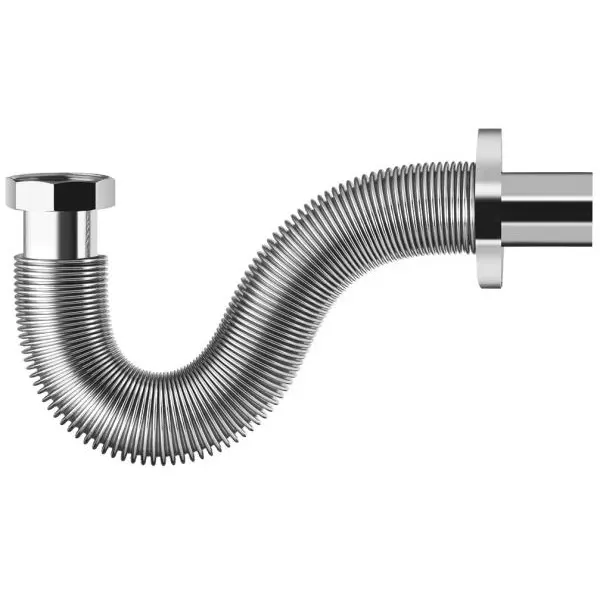 Tubo di Scarico per Sifone Flessibile Estendibile in Acciaio Inox 30/45cm. Ø1"1/4x32