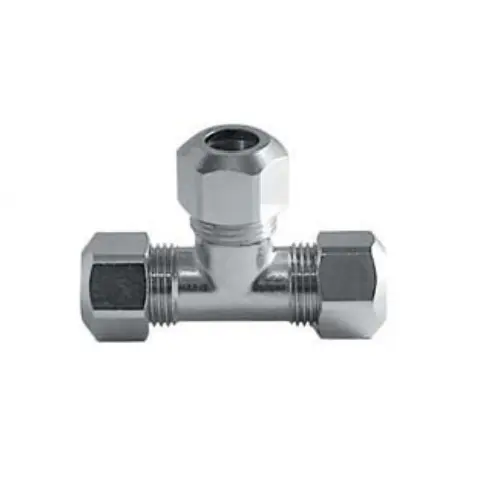 Tee per Tubo Rame Ottone Cromato