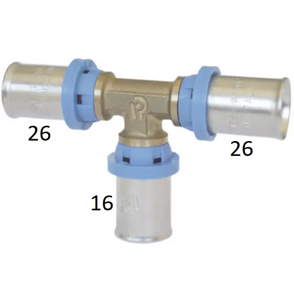 Tee Ridotta a Pressare Multistrato (26 x 16-2mm x 26 -3mm)