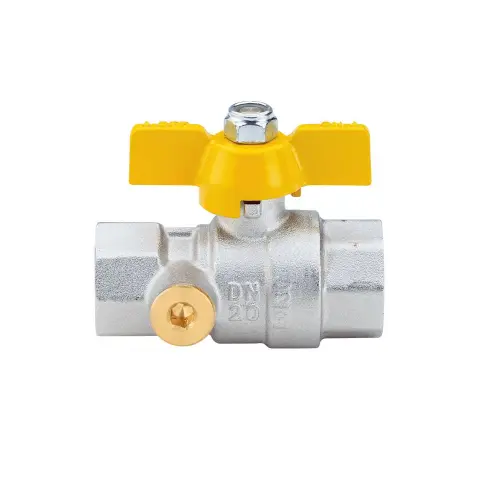 Valvola a Sfera FF con Presa Pressione per Gas con Leva Farfalla (1/2")